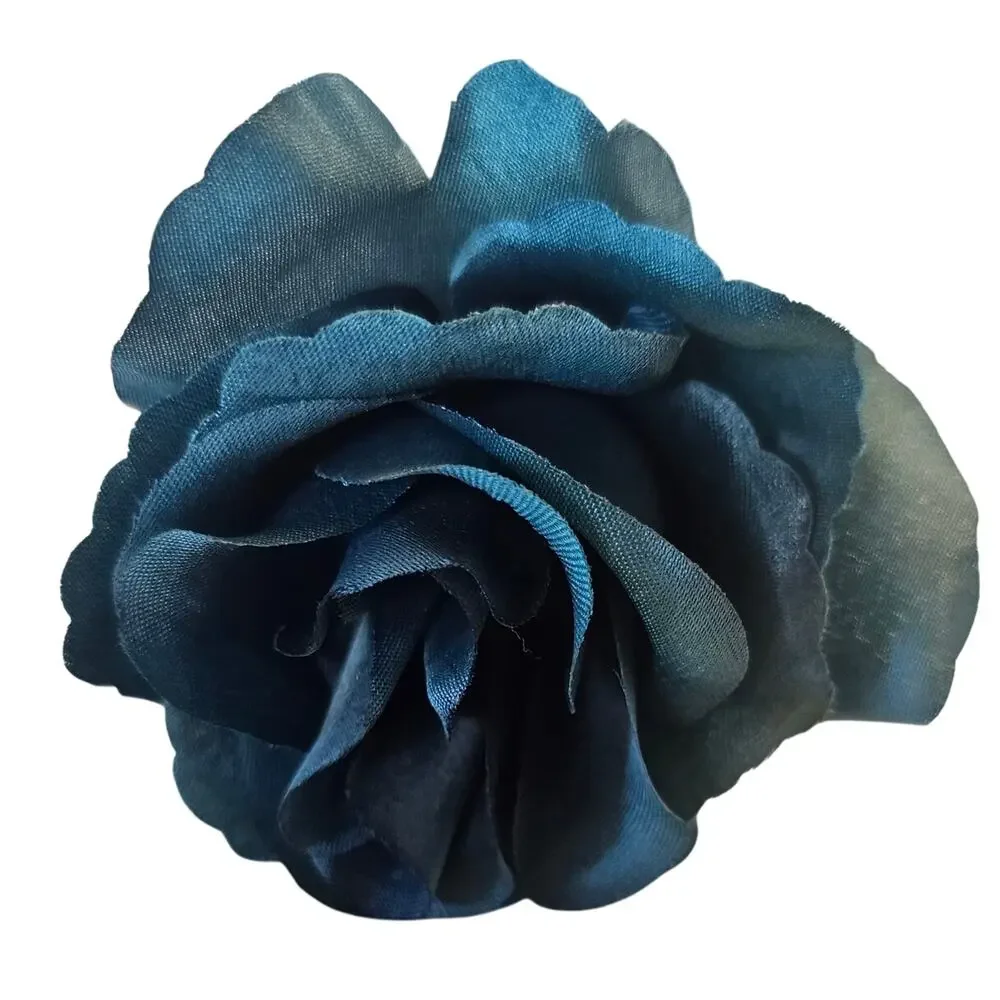 Silk Artificial Teal Rose Bush Lot of 2 Bushes, 4 in wide Blooms, 23 Roses total